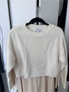 & Other Stories Cream Ribbed Crewneck Sweater